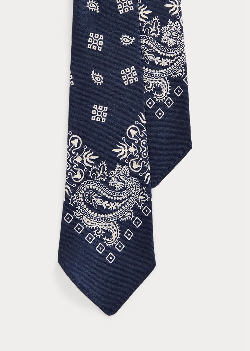 Corbata Polo Ralph Lauren Hombre Vintage-Inspired Bandana Wool Chile Azul Marino DEOSF-3120